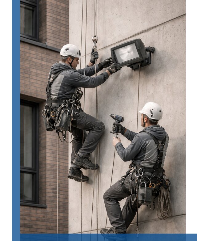 Профессиональный монтаж фасадных прожекторов в Холмске под ключ