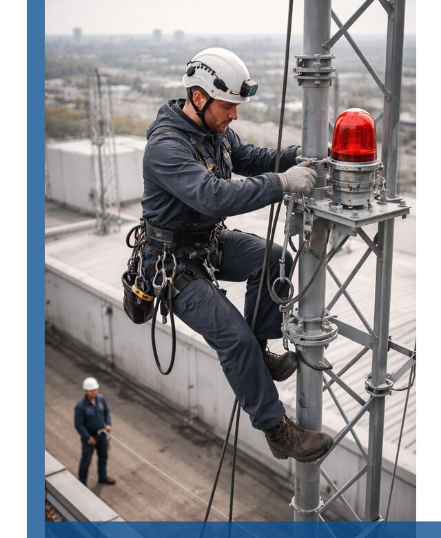 Монтаж заградительных огней и обслуживание объектов в Холмске