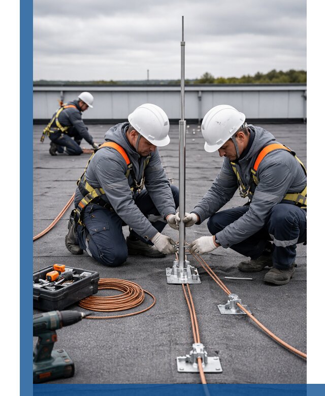 Монтаж молниезащиты на кровле в Холмске под ключ с гарантией