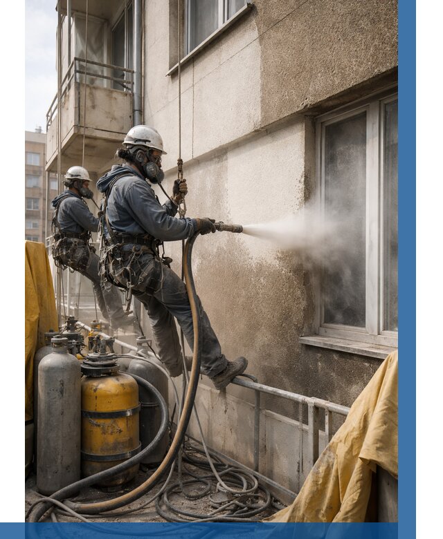 Пескоструйная очистка фасада в Холмске от 668 р. | ВЫСОТНИК-Хлм