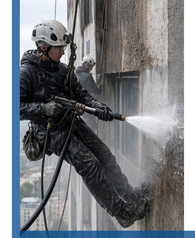 Гидроструйная очистка фасадов и конструкций в Холмске