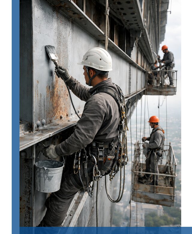 Покраска металлоконструкций на высоте в Холмске профессионально