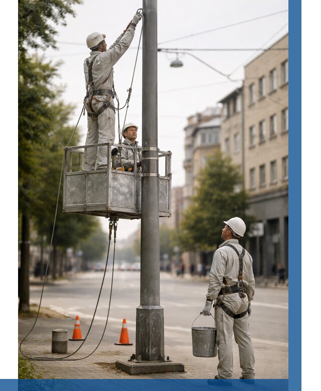 Покраска опор освещения в Холмске от 5136 р. | ВЫСОТНИК-Хлм