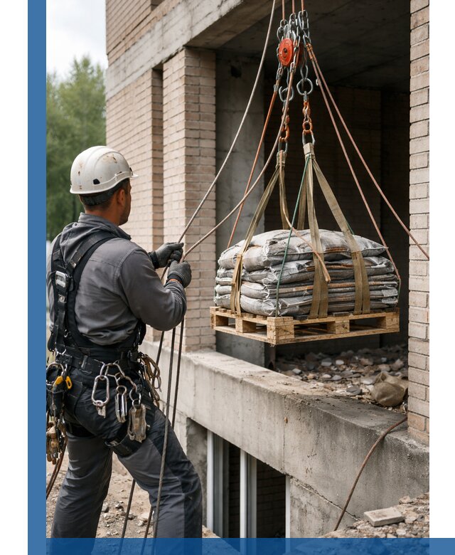 Подъем материалов на этаж веревками в Холмске оперативно