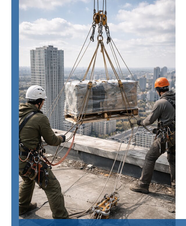Подъем и монтаж крупногабаритных грузов на крышу в Холмске