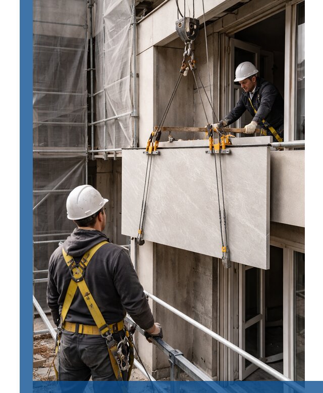 Подъем керамогранита на этаж в Холмске грузчиками и техникой