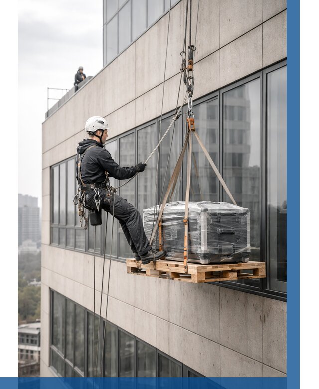 Спуск груза по фасаду в Холмске от 3595 р. | ВЫСОТНИК-Хлм