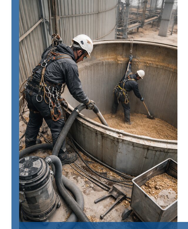 Профессиональная чистка зерновых бункеров в Холмске с выездом