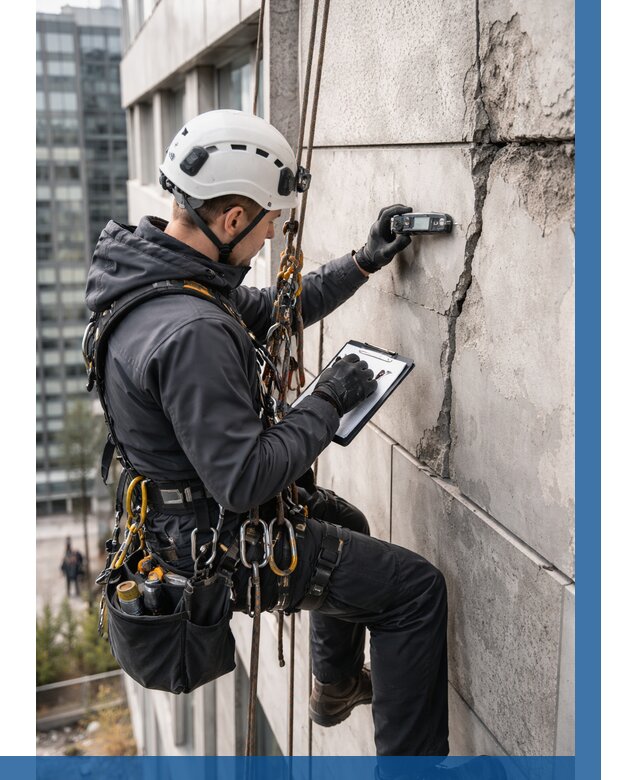 Обследование фасада альпинистами в Холмске от 123 р. | ВЫСОТНИК-Хлм