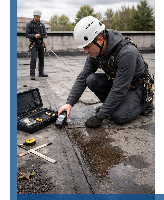 Обследование кровли на протечки и выявление дефектов в Холмске