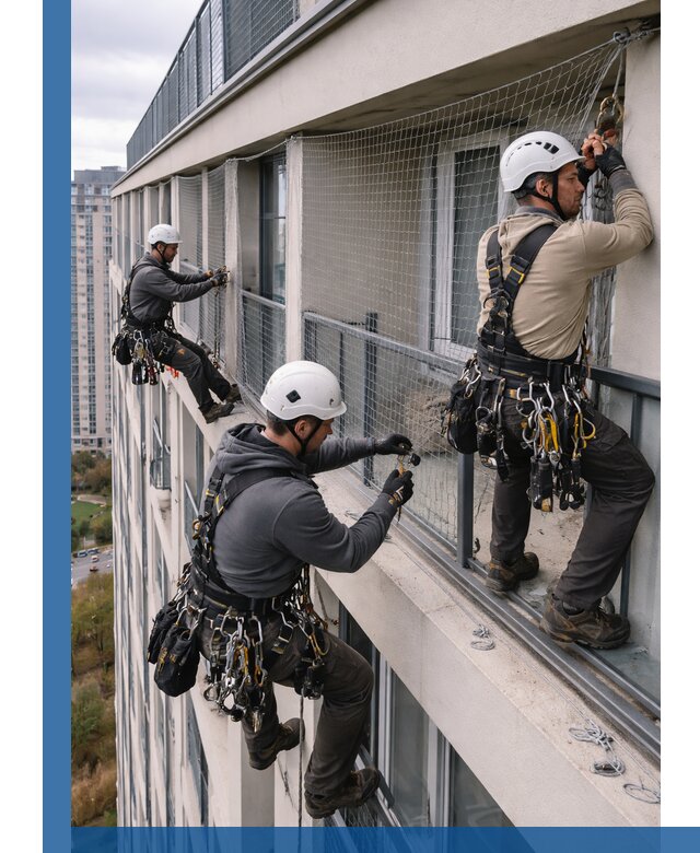 Профессиональный монтаж защитной сетки от птиц в Холмске